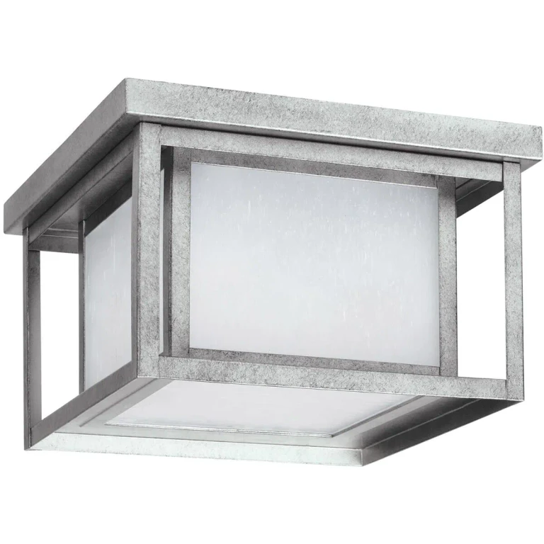 Weathered Pewter LED Outdoor Flush Mount from the Hunnington Collection