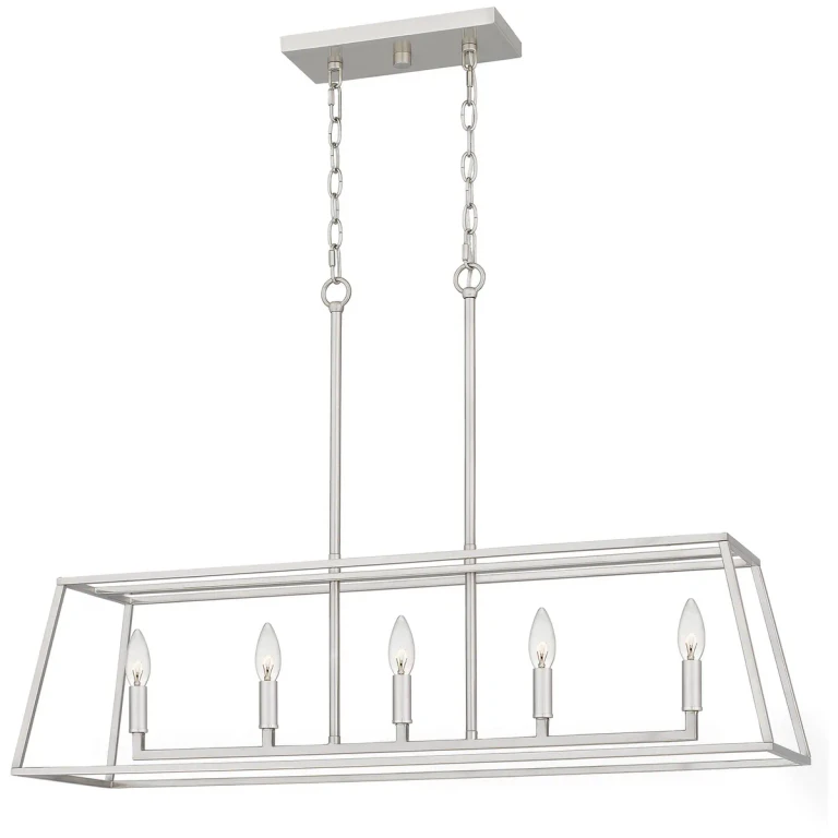 Brushed Nickel Five Light Island Chandelier from the Prescott Collection