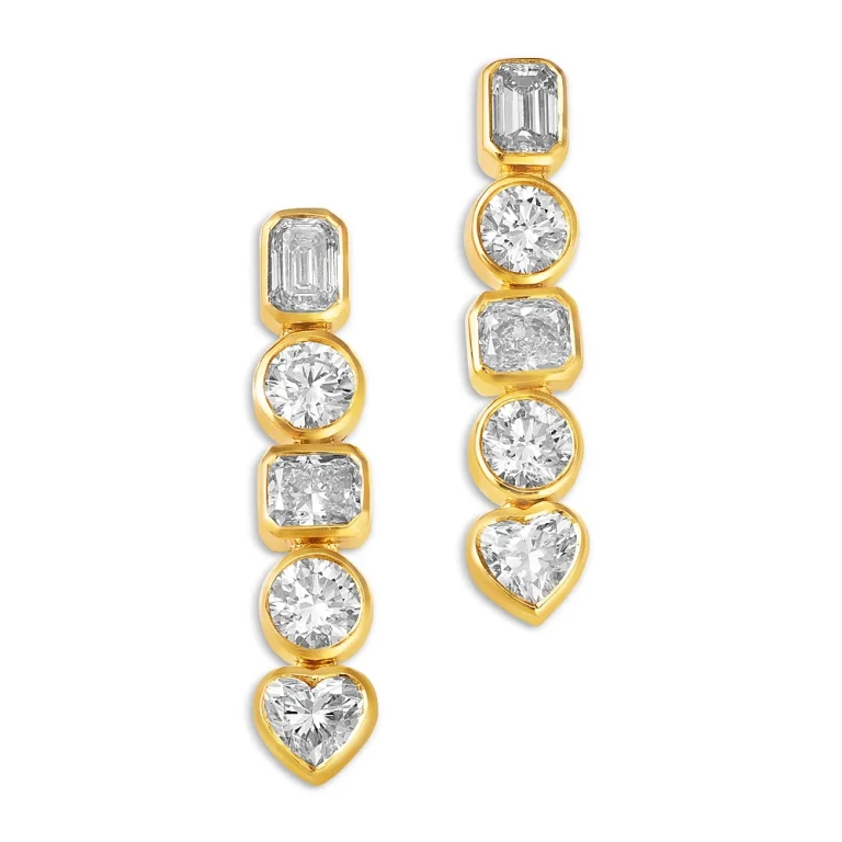 14K Yellow Gold Lab Grown Diamond Linear Drop Earrings, 2.03 tcw