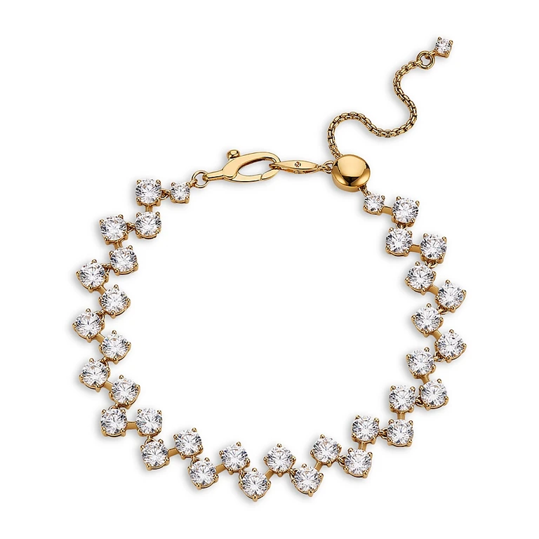 Nadri Halle Cubic Zirconia Adjustable Flex Bracelet in 18K Gold Plated