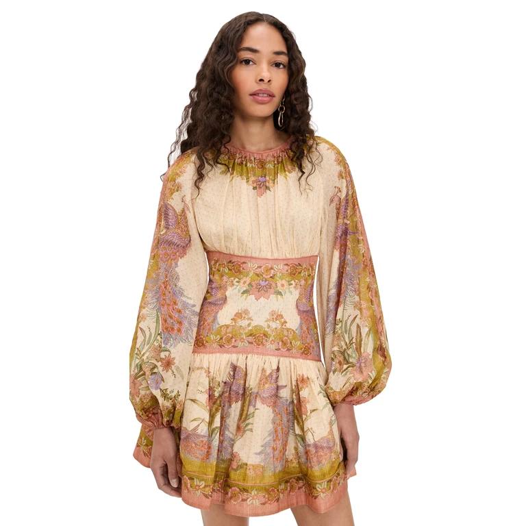 Zimmermann Indra Mini Dress Chartreuse Scarf Floral 0P
