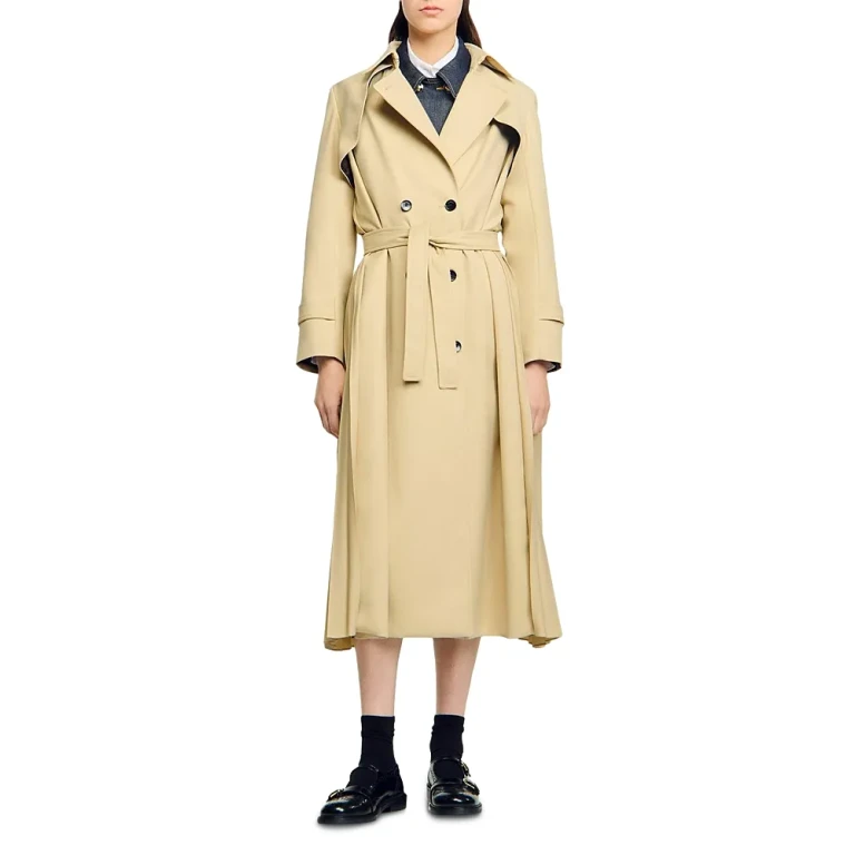 Sandro Belted Double Breasted Trench