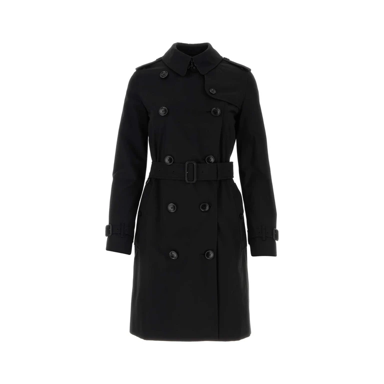 Burberry Black Gabardine Trench Coat Cotton - Women