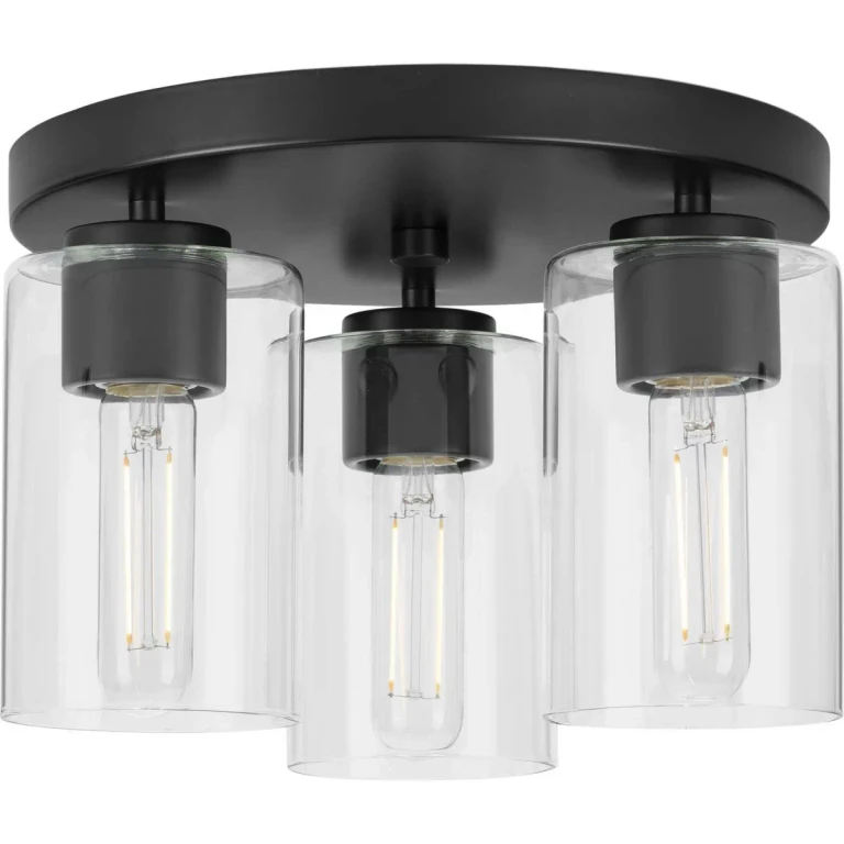 Matte Black Three Light Flush Mount from the Cofield Collection