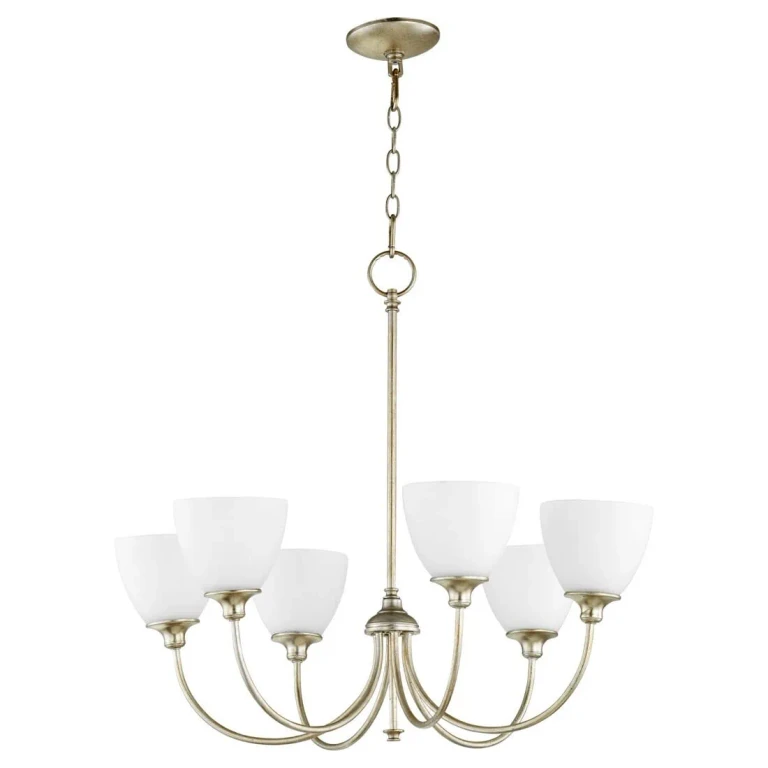 Quorum Celeste 6-Light 25" Transitional Chandelier in Aged Silver Leaf