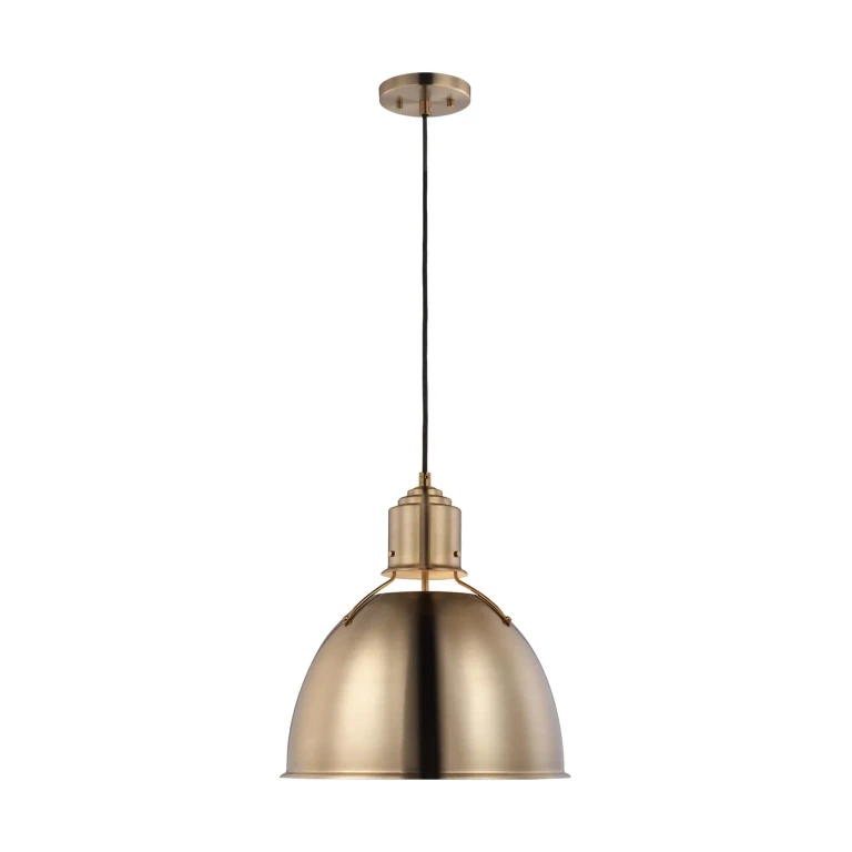 Satin Brass One Light Pendant from the Huey Collection