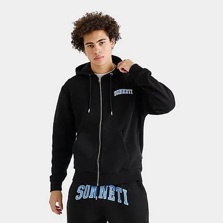 Sonneti Men's Kilo Fleece Full-Zip Hoodie in Black/Marina Blu Size: Small