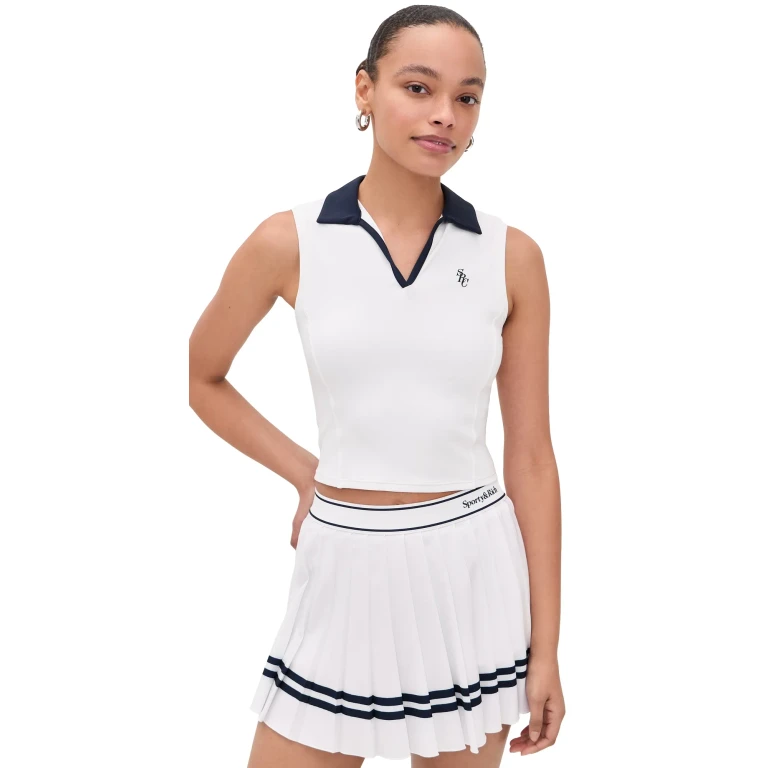 Sporty & Rich SRC Sports Polo Vest White/Dark Navy M
