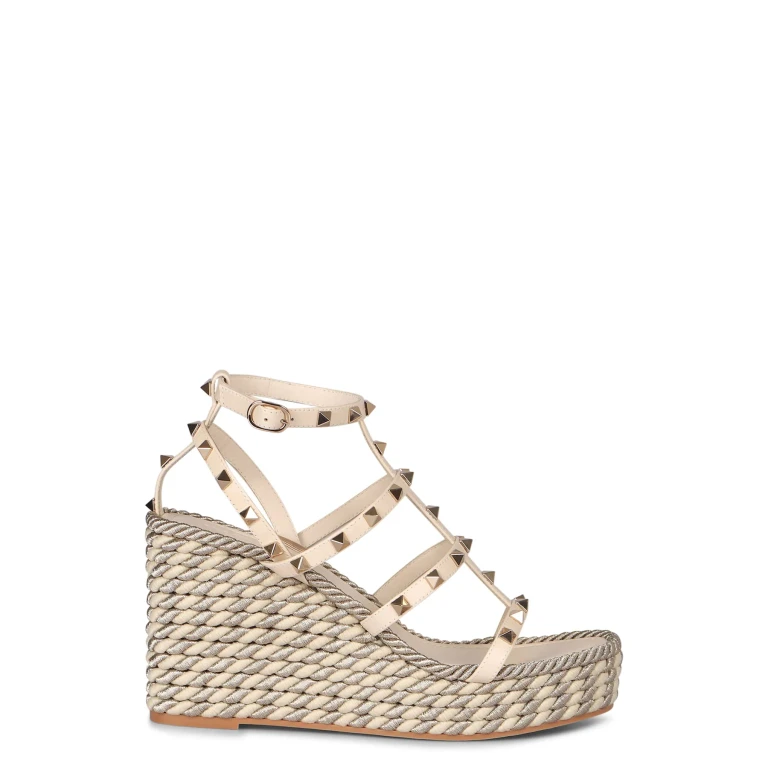Rockstud Leather Wedges