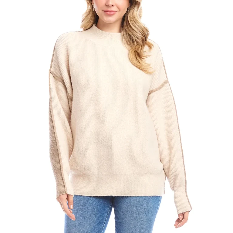 Karen Kane Colorblocked Mock Neck Sweater