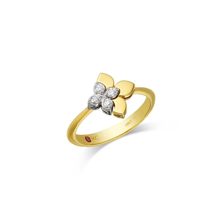 Roberto Coin 18K White & Yellow Gold Love in Verona Diamond Flower Ring