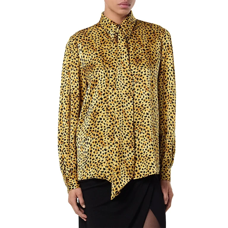 Versace Silk Cheetah Print Blouse