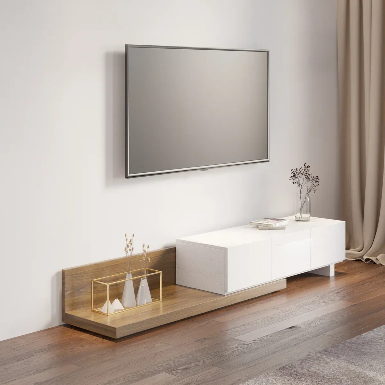 Rectangle Wood Extendable TV Stand Black and Walnut Floor Media Console with 3 Drawers
