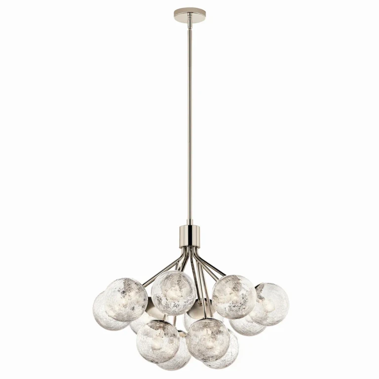 Polished Nickel 12 Light Chandelier Convertible from the Silvarious Collection