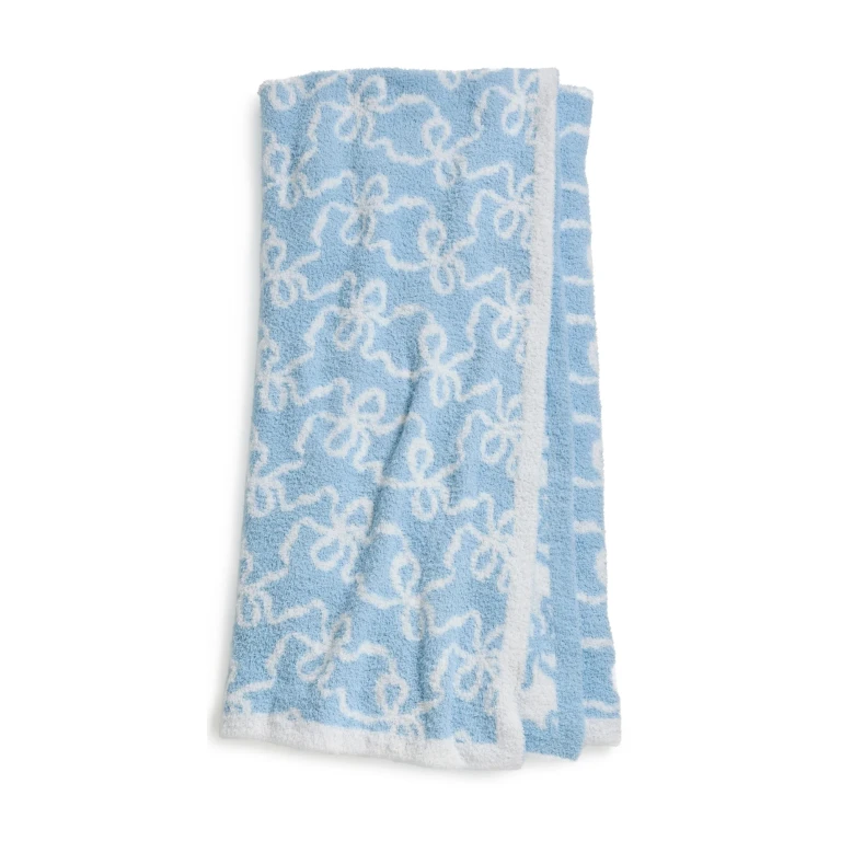 LoveShackFancy Teddy Bow Blanket Blue Moon One Size