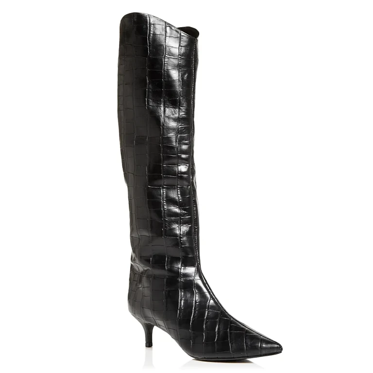 Schutz Women's Abbey Croc Embossed Kitten Heel Boots
