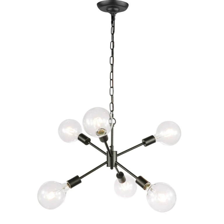 Black Six Light Pendant from the Nolan Collection