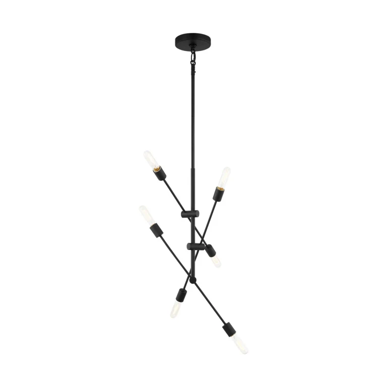 Midnight Black Six Light Chandelier from the Axis Collection