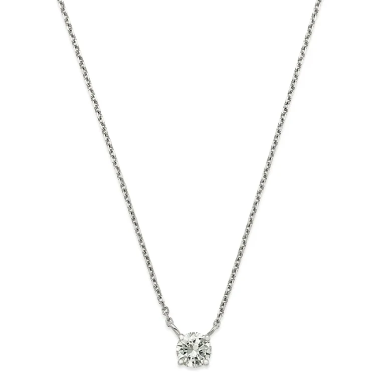 Diamond Solitaire Pendant Necklace in 14K White Gold, 0.50 tcw