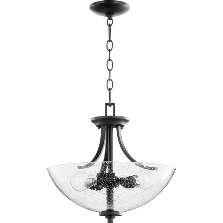 Quorum Reyes 3-Light 16" Pendant Light in Noir with Clear