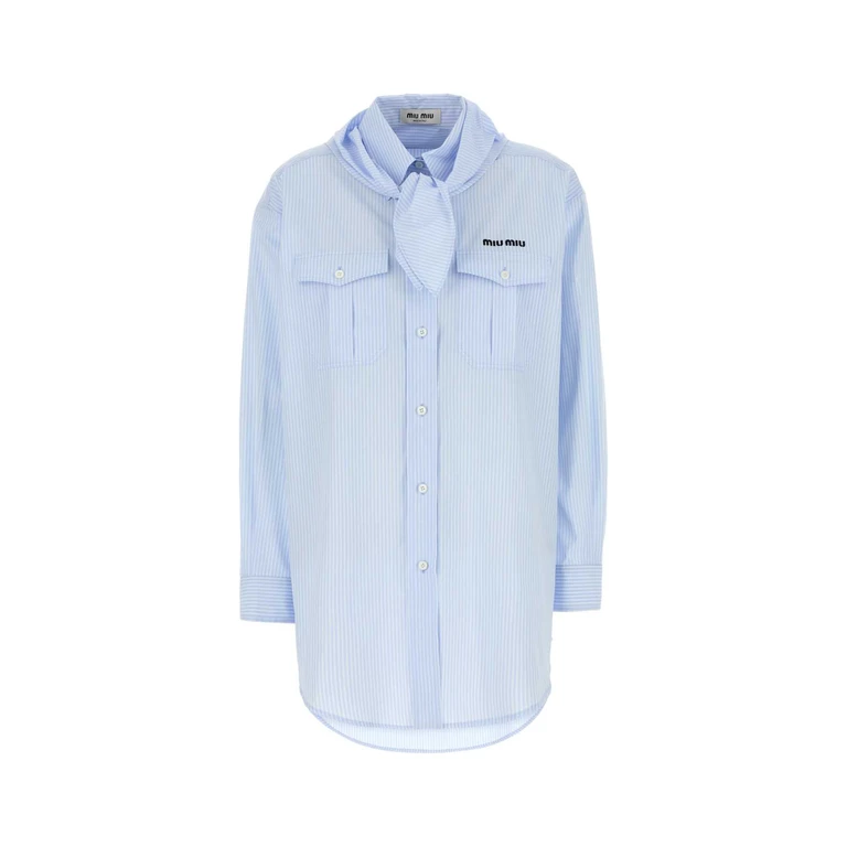 Miu Miu Embroidered Poplin Shirt Cielo Co-trochusniloticus Camicie - Women