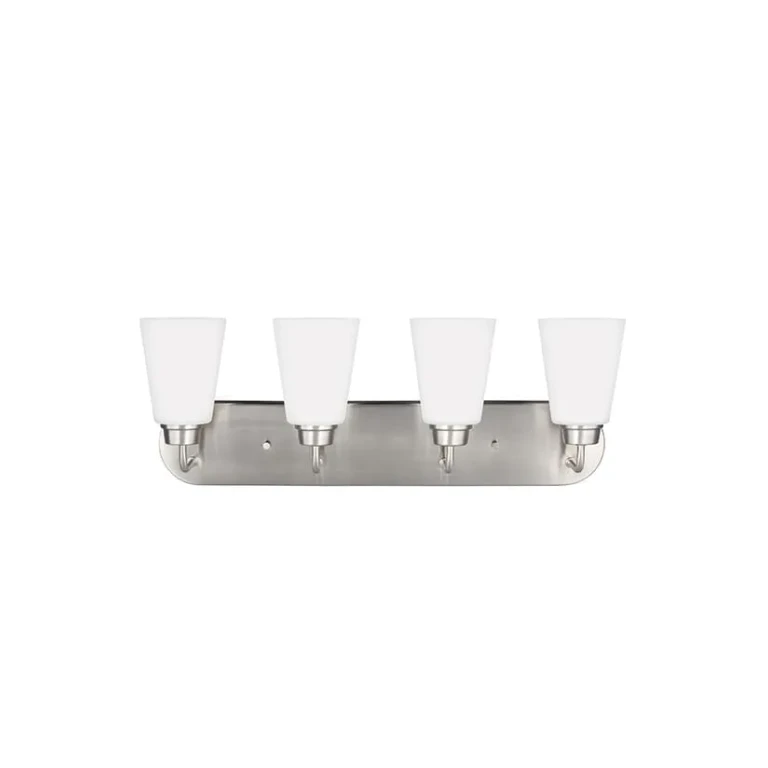 Brushed Nickel Four Light Wall Bath from the Kerrville Collection