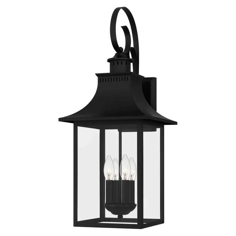 Mystic Black Four Light Outdoor Wall Lantern from the Chancellor Collection