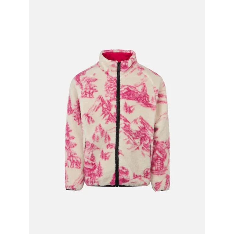 MC2 Saint Barth Girl Sherpa Jacket With Toile De Jouy Print