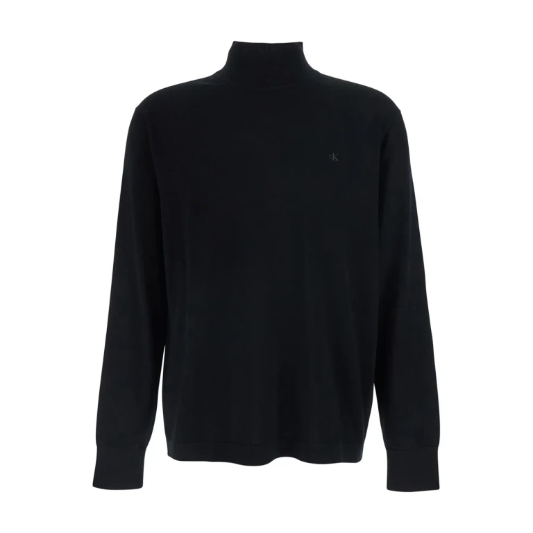 Calvin Klein Black Turtle Neck Sweater With Long Sleeves In Wool Men