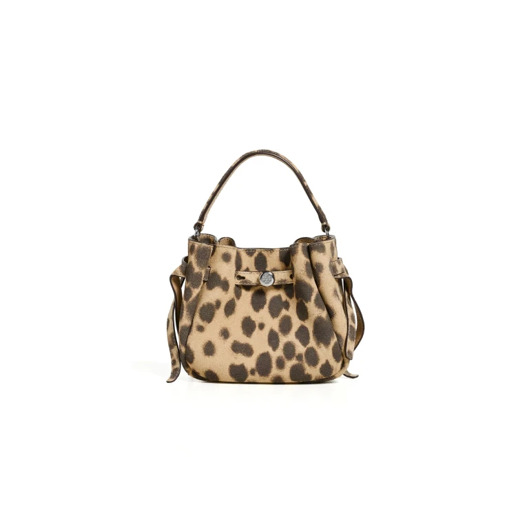 Tory Burch Romy Suede Mini Bucket Bag Cheetah Spots One Size