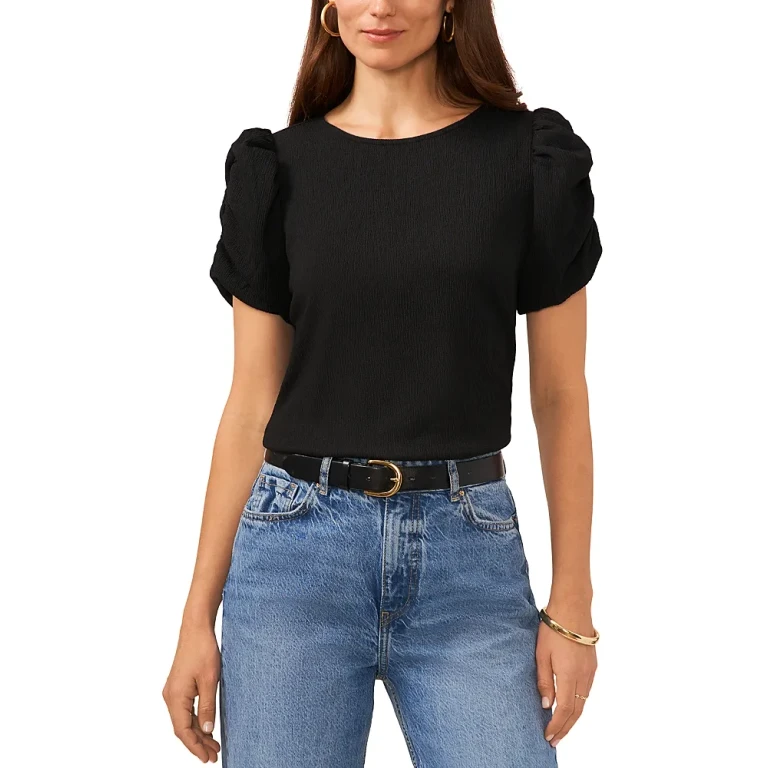 Vince Camuto Crewneck Gathered Sleeve Top