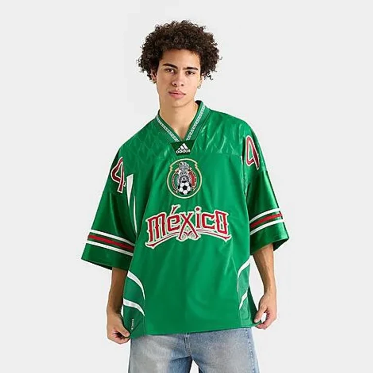 adidas Men's Bringback Remixed Mexico Soccer Jersey in Bold Green/White/Better Scarlet Size: XS