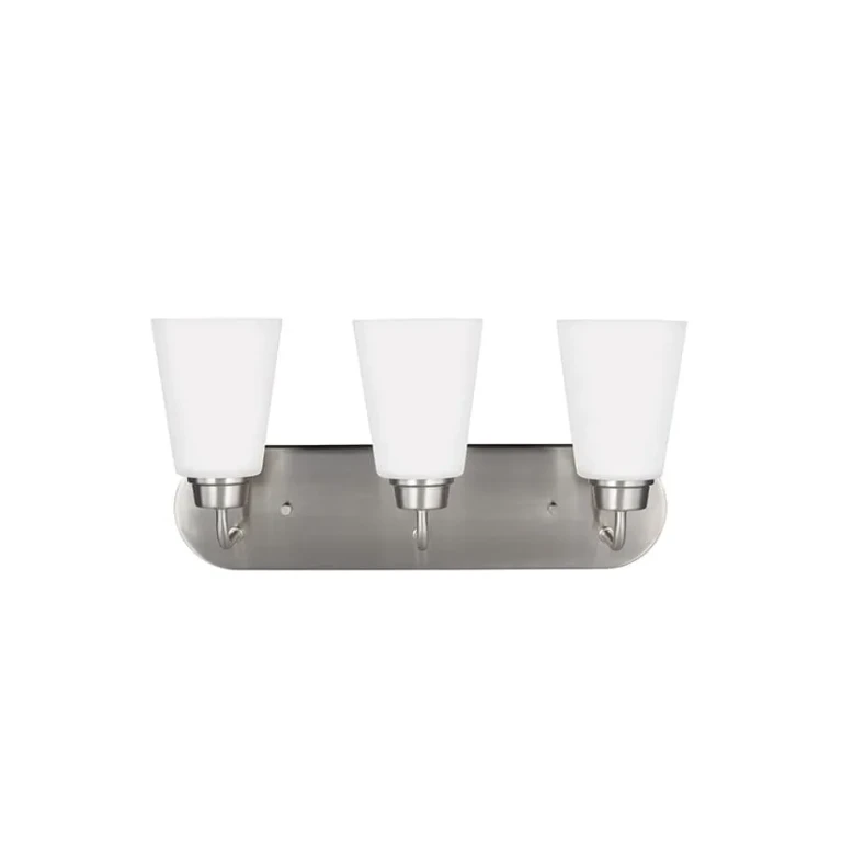 Brushed Nickel Three Light Wall Bath from the Kerrville Collection