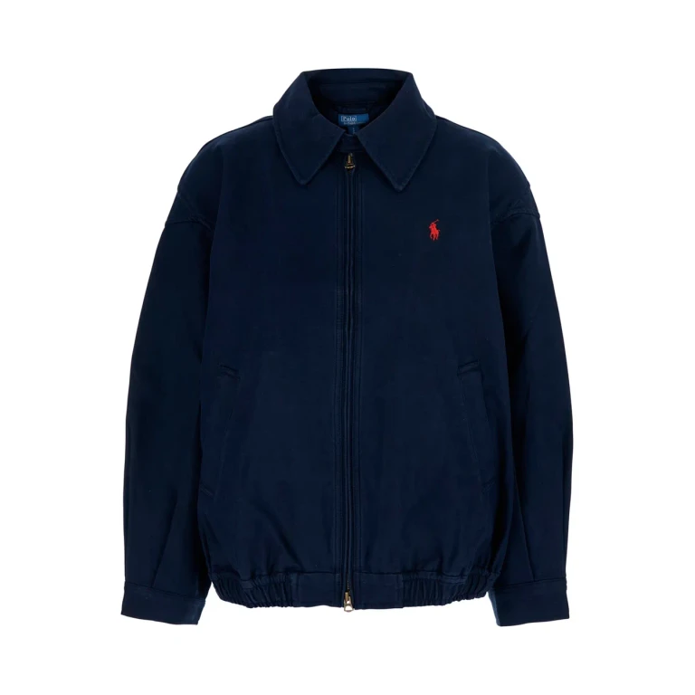 Polo Ralph Lauren Blue Jacket With Front Closure And Pony Logo On The Front In Cotton Man