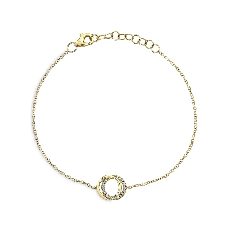 14K Yellow Gold Diamond Love Knot Chain Bracelet