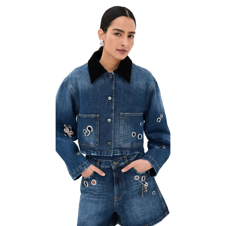 Marc Jacobs Grommet Utility Jacket Medium Wash Indigo S