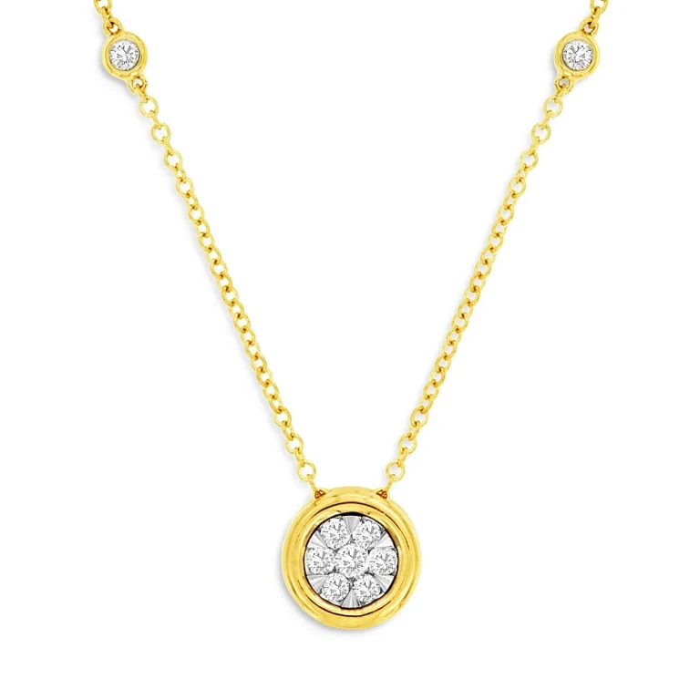 Diamond Station Pendant Necklace in 14K Yellow Gold, 0.25 tcw