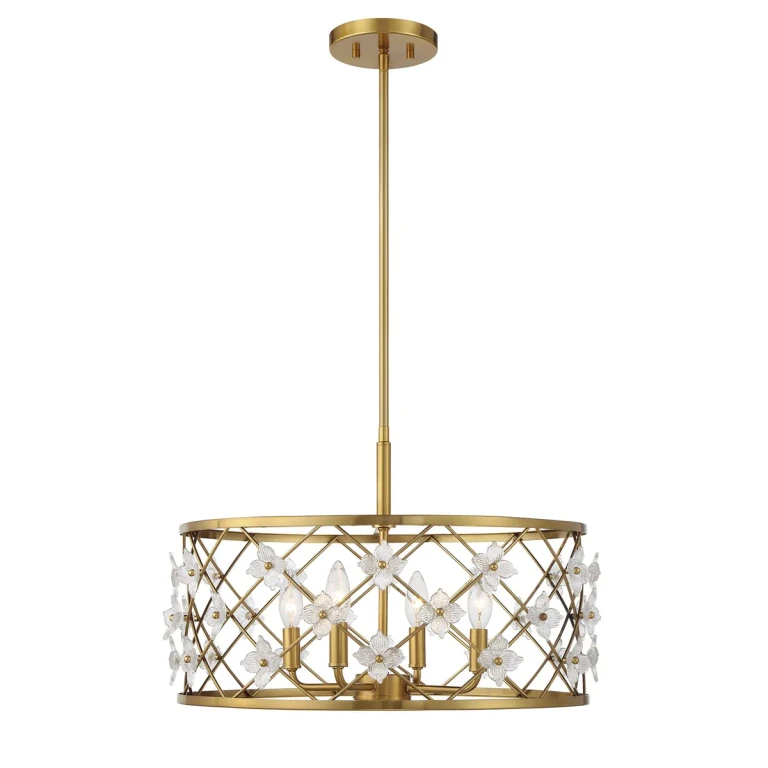 Bailey 4-Light Convertible Semi-Flush or Pendant in Warm Brass