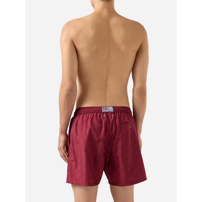 Mc2 Saint Barth Lightweight Fabric Swim Shorts Lighting With Torino Print Fc Special Edition Bordeaux Swimshort - Men