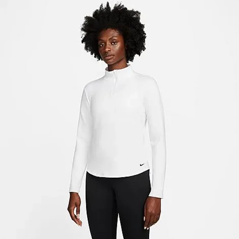 Nike Women's Therma-FIT One Long-Sleeve Half-Zip Top in White/Black Size: XS