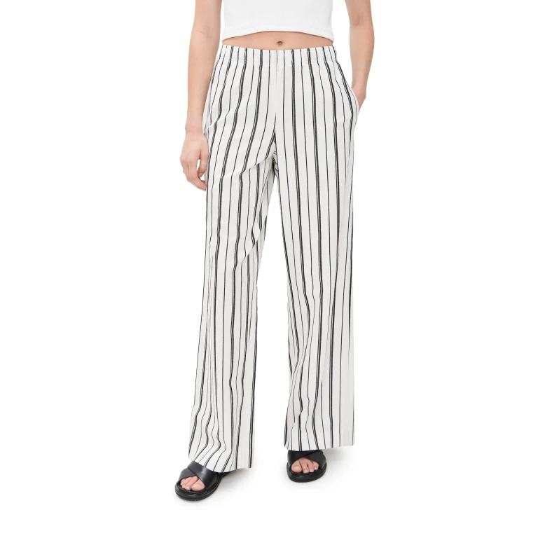 Vince Resort Stripe Drawstring Pull On Pants B'White/Black XL