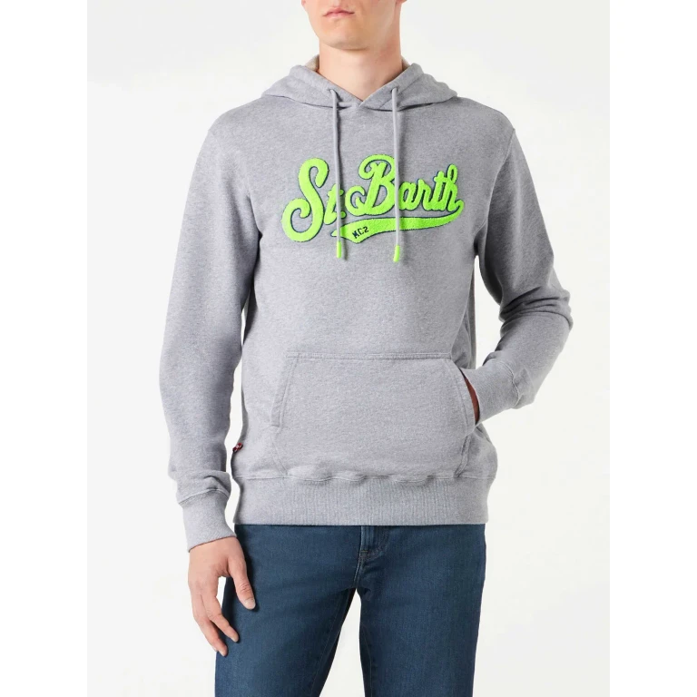 MC2 Saint Barth Manhattan Grey Sweatshirt With Yellow Logo