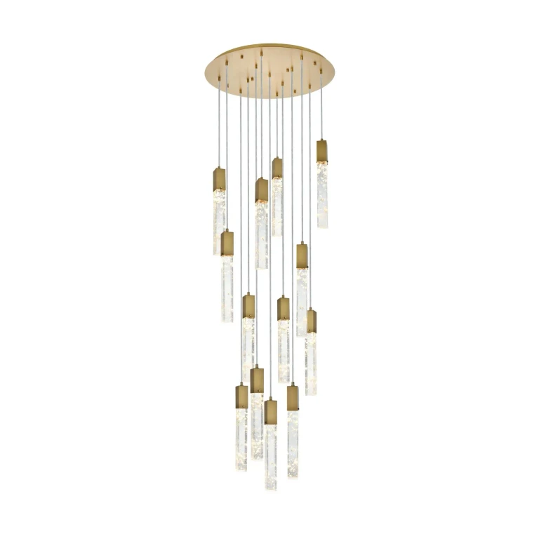Satin Gold And Clear Chandelier from the Aurora Collection