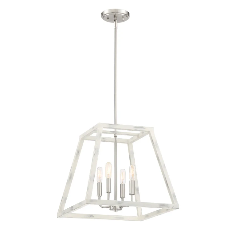 Coastal Weathered White Four Light Pendant from the Rhode Collection