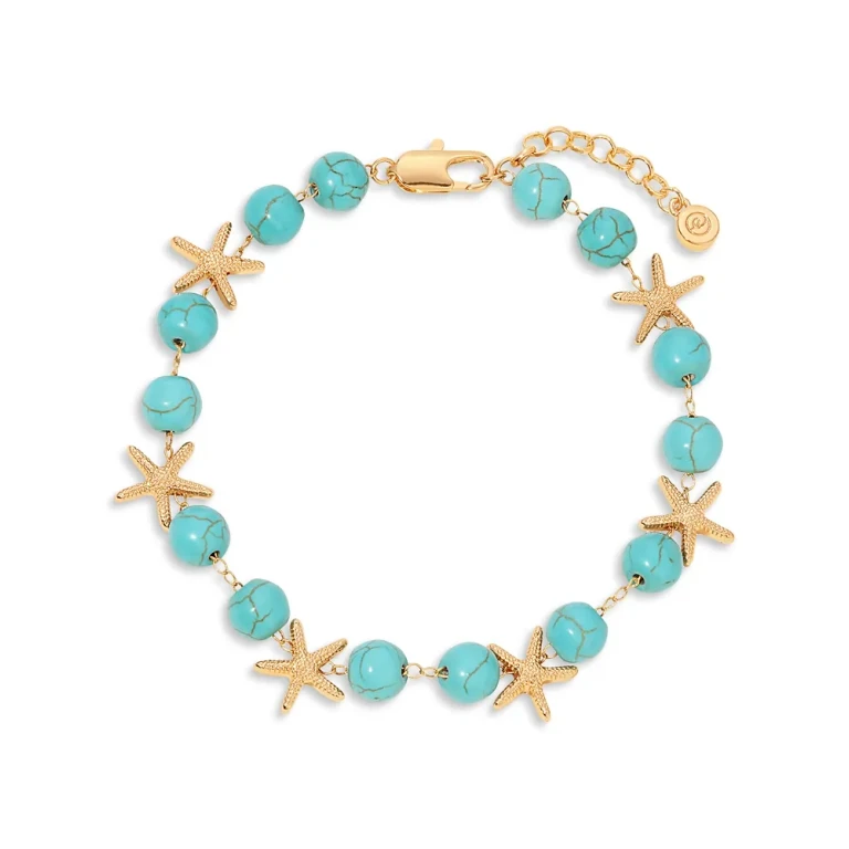 Ettika Starfish and Turquoise Linked Anklet