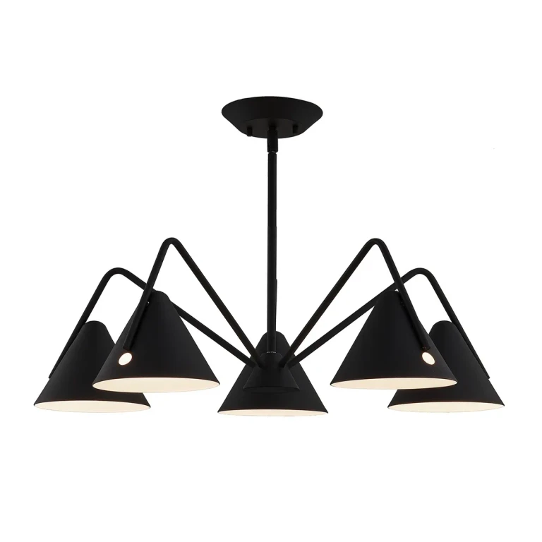 Matte Black - Textured LED Chandelier from the Zag Collection