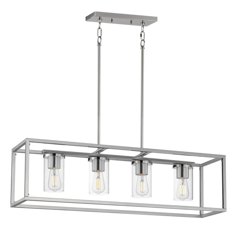 Satin Nickel Linear Pendant from the Lateral Collection