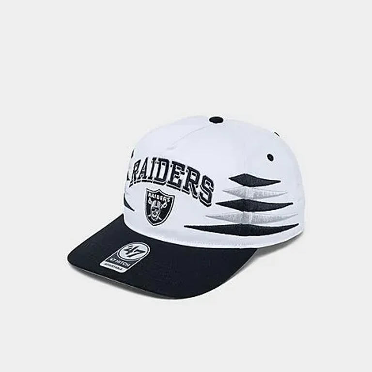 47 Brand '47 Las Vegas Raiders NFL Diamond Cut HITCH Snapback Hat in White/Black