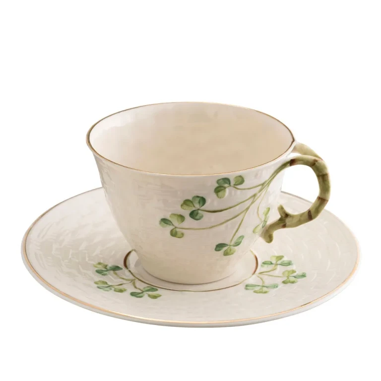 1880 - Gold Shamrock Cup and Saucer - *Belleek.com - Exclusive*