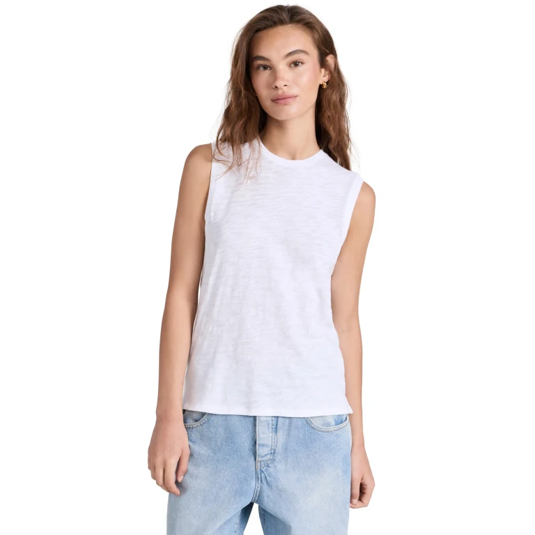 ATM Anthony Thomas Melillo Sleeveless Schoolboy Tee White L